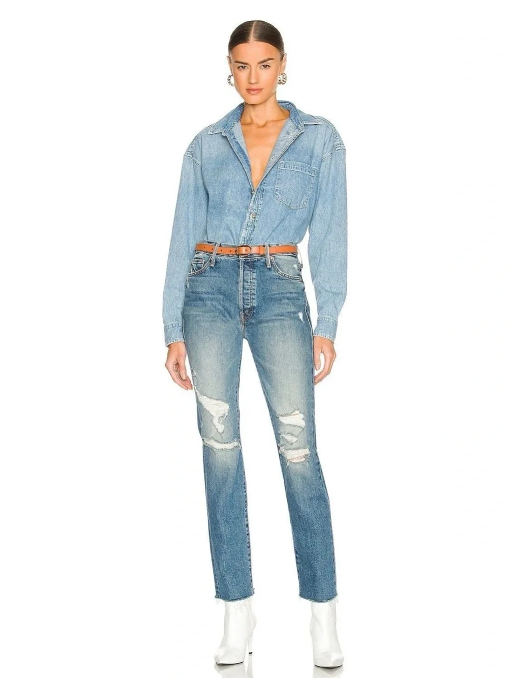 Mother jeans Trickster skimp fray thrill seeker wash raw hem grunge edgy chic 24 - Picture 1 of 15